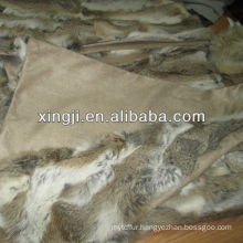 Patchwork Natural Rabbit Fur Blanket